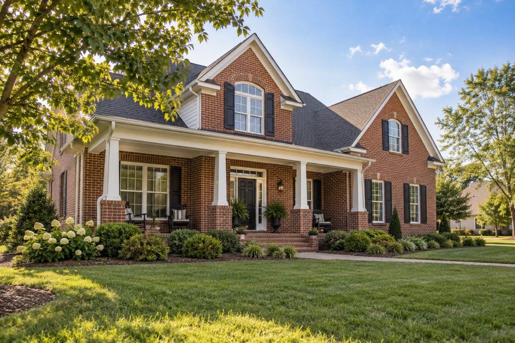 Brick home on a quiet residential street